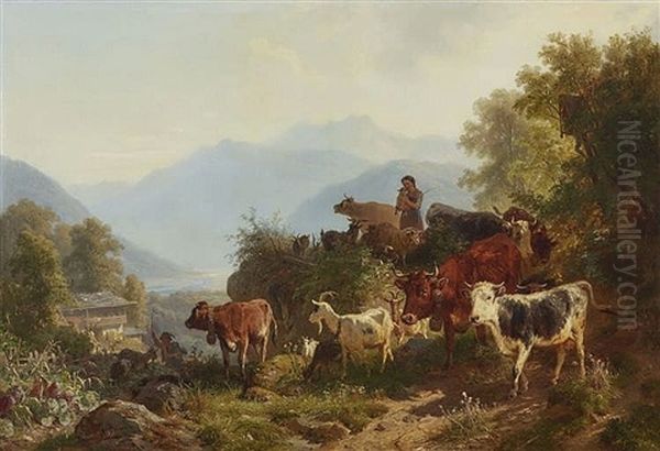 Ruckkehr Von Der Alm Oil Painting by Anton Braith