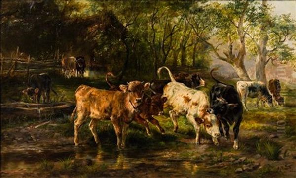 Cows Oil Painting by Anton Braith