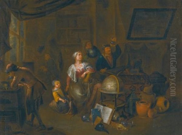 An Alchemist's Shop Oil Painting by Richard Brakenburg