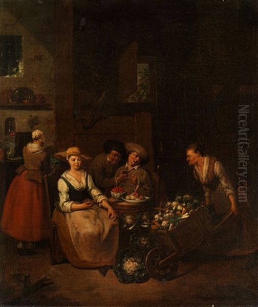 Die Gemuseverkauferin Oil Painting by Richard Brakenburg