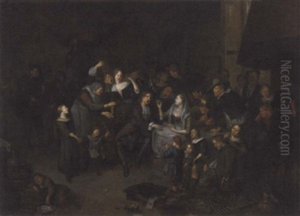 A Wedding Feast In An Interior Oil Painting by Richard Brakenburg