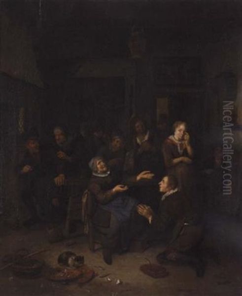 A Tavern Scene With A Son Beseeching His Mother For Forgiveness by Richard Brakenburg