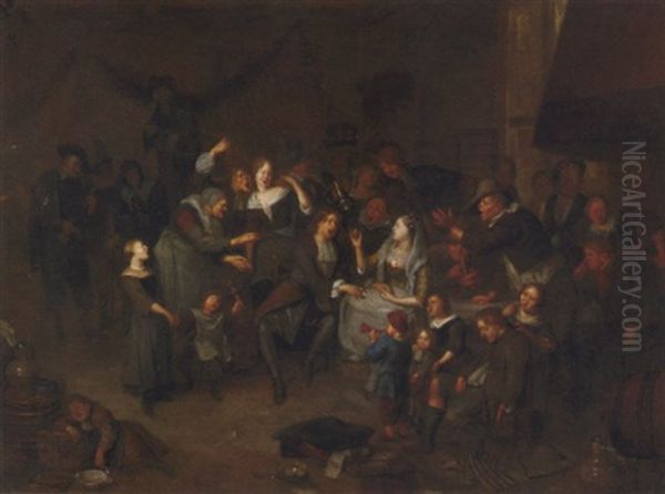 A Wedding Feast In An Interior Oil Painting by Richard Brakenburg