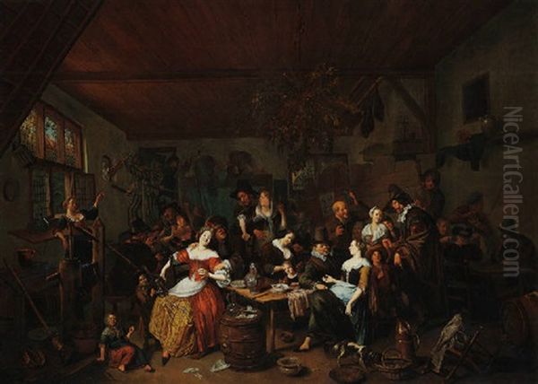 A Tavern Scene Oil Painting by Richard Brakenburg