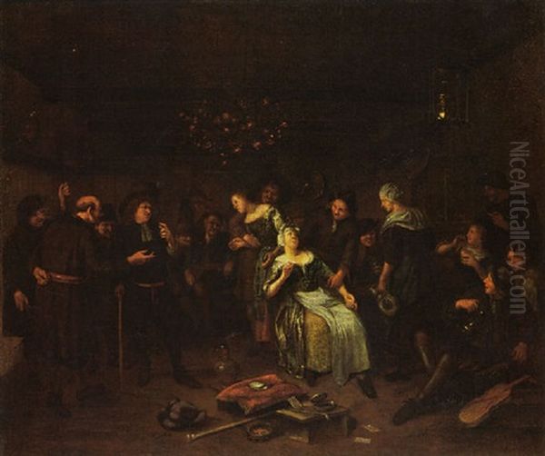 A Tavern Interior With Figures Making Merry Oil Painting by Richard Brakenburg