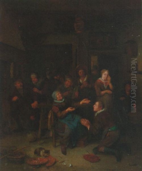 Merry Company In A Tavern Interior Oil Painting by Richard Brakenburg