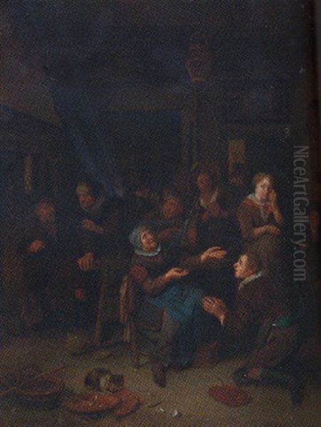 Merry Company In A Tavern Interior Oil Painting by Richard Brakenburg