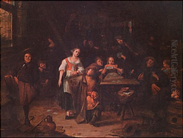 Peasants Merrymaking In A Tavern Interior Oil Painting by Richard Brakenburg