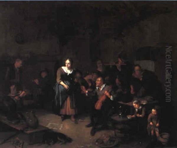 Peasants Merrymaking In An Interior Oil Painting by Richard Brakenburg