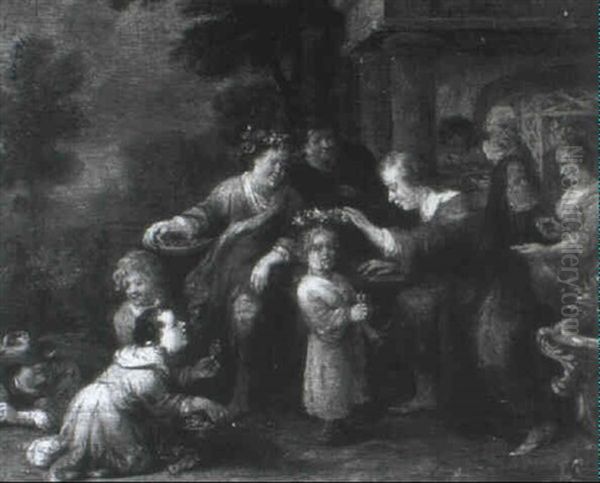 A Child Crowned With A Garland Oil Painting by Richard Brakenburg