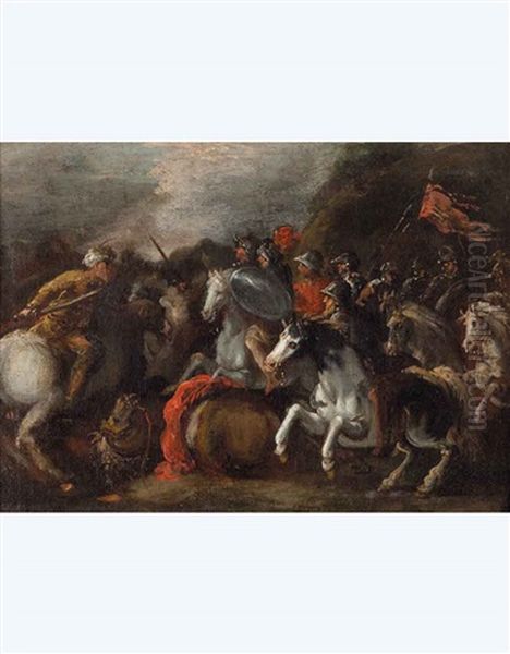 Battaglia Equestre Oil Painting by Leonard Bramer