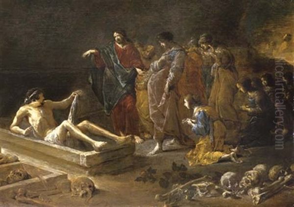 The Raising Of Lazarus Oil Painting by Leonard Bramer