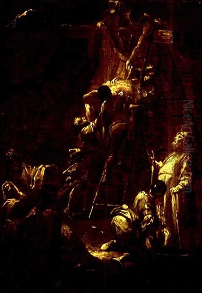 The Descent From The Cross Oil Painting by Leonard Bramer