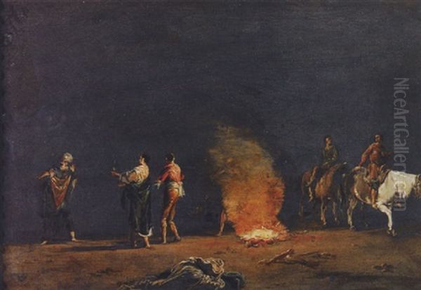 Nachtliches Feuer Oil Painting by Leonard Bramer