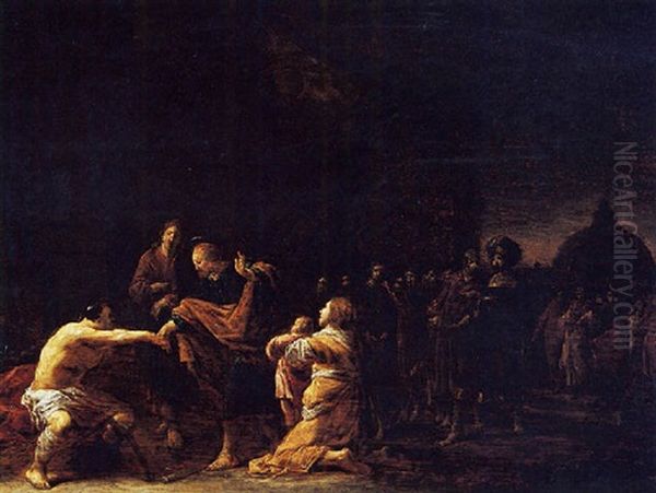 The Healing Of The Lame Man By Saints Peter And John Oil Painting by Leonard Bramer