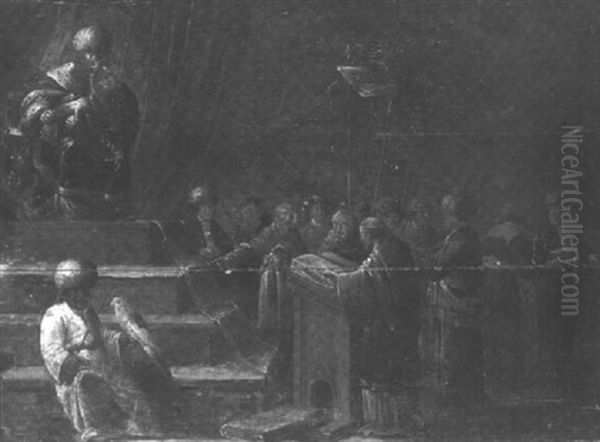 Le Roi Herode Interroge Les Exegetes Sur Le Lieu De Naissance Du Christ Oil Painting by Leonard Bramer