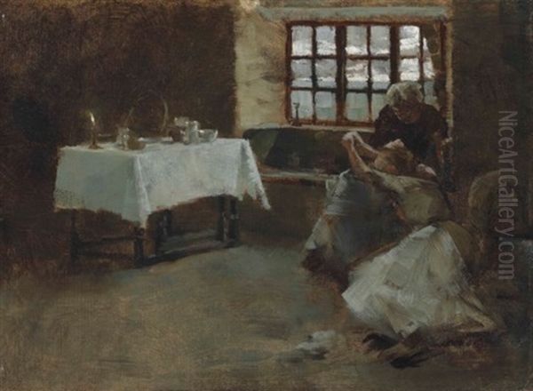 Sketch For 'a Hopeless Dawn Oil Painting by Frank Bramley