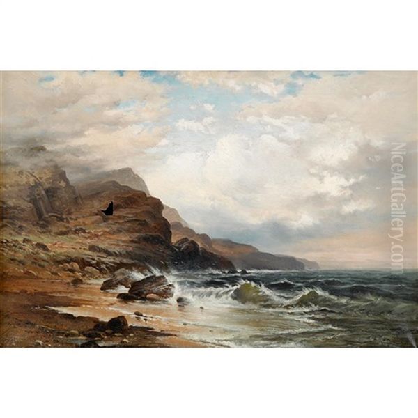 Rocky Coast Oil Painting by Frank Bramley