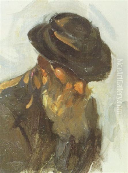 Head Of Isaac Watson, Grasmere Oil Painting by Frank Bramley