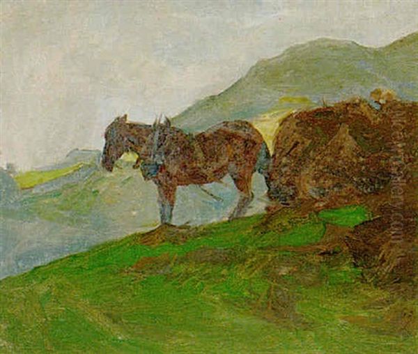 Carting Bracken, Grasmere Oil Painting by Frank Bramley