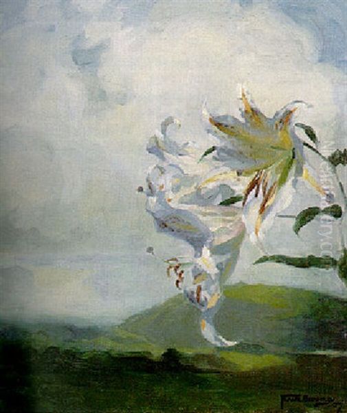 Auratum Lilies Oil Painting by Frank Bramley