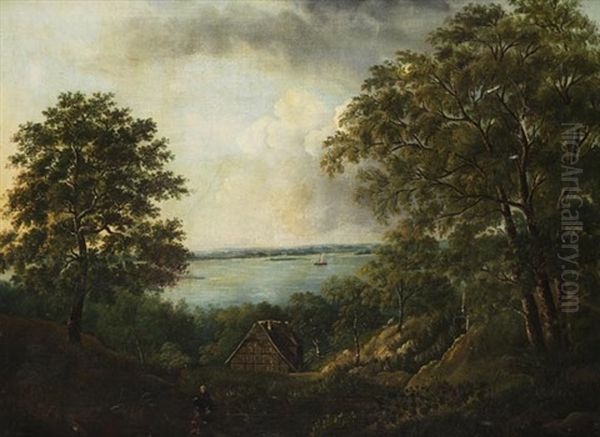 Blick Auf Die Elbe Bei Blankenese Oil Painting by Ludwig Matthias Anton Brammer