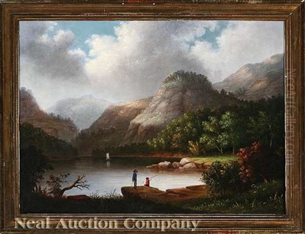 Fishing In Kentucky Near Louisville Oil Painting by Robert Brammer