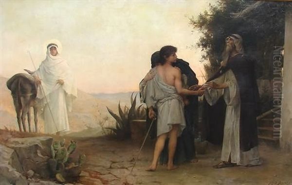 Biblical Scene Oil Painting by Alfred Henri Bramtot