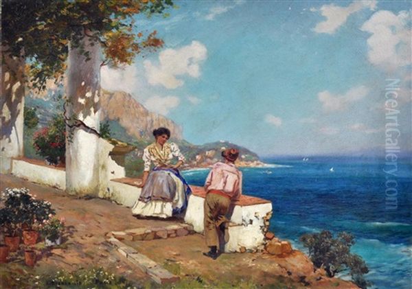 Terrazza Ad Amalfi Oil Painting by Carlo Brancaccio