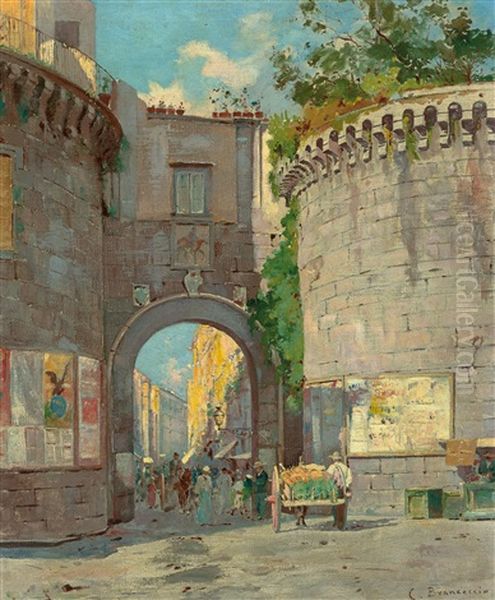 Porta Nolana,  Naples Oil Painting by Carlo Brancaccio