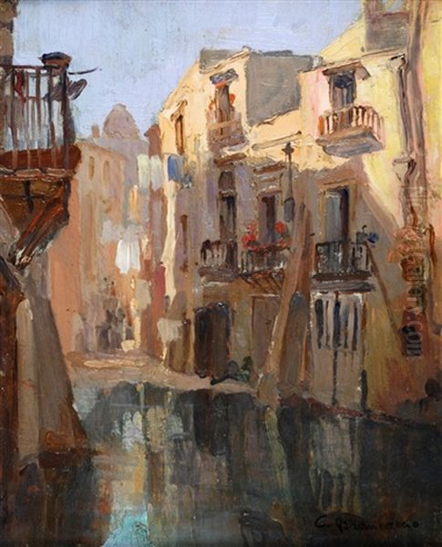 Caseggiati Sul Canale Oil Painting by Carlo Brancaccio