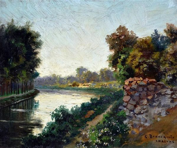 Canale A Saint Martin A Chalons Oil Painting by Carlo Brancaccio