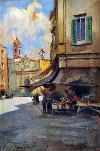 Scorcio Di Napoli Oil Painting by Carlo Brancaccio