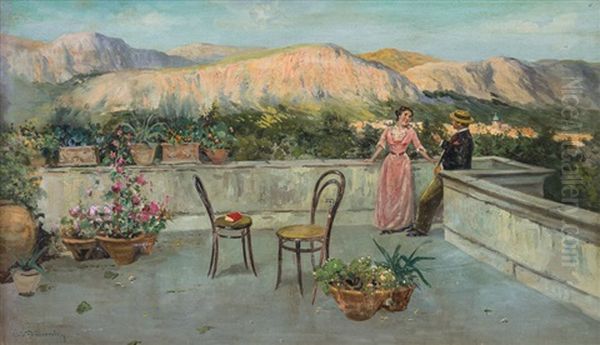 Terrazza A Sorrento Oil Painting by Carlo Brancaccio