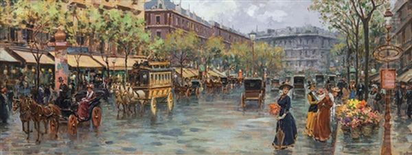 Boulevard Parigino Oil Painting by Carlo Brancaccio