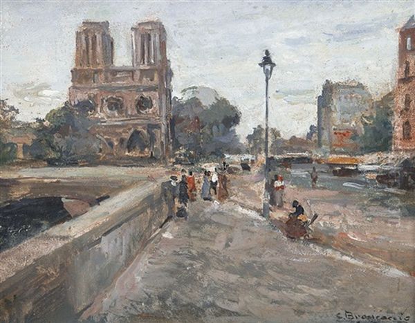 Notre Dame Oil Painting by Carlo Brancaccio