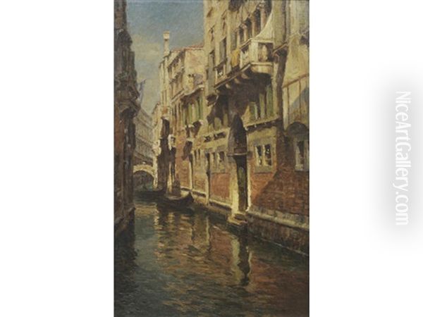 Sunlight On A Canal, Venice Oil Painting by Carlo Brancaccio