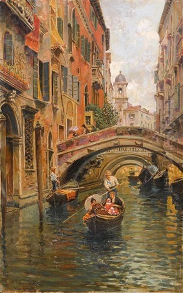 Blick In Einen Venezianischen Kanal Oil Painting by Carlo Brancaccio