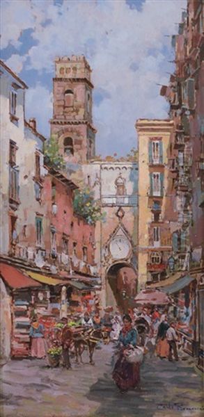 Mercato Di Sant'eligio Oil Painting by Carlo Brancaccio