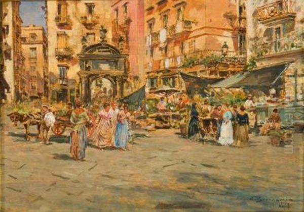 Mercato Napoletano (markt In Neapel) Oil Painting by Carlo Brancaccio