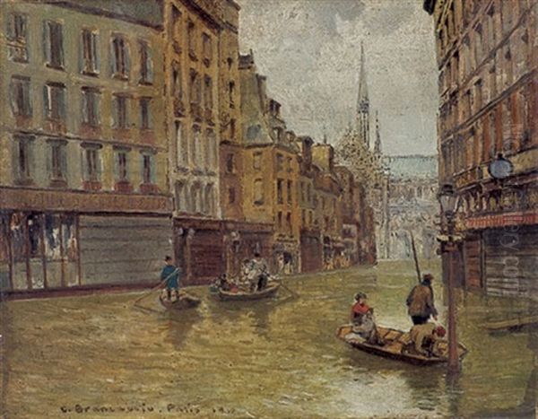 Hochwasser In Paris Oil Painting by Carlo Brancaccio