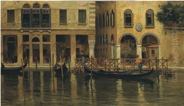 Gondole A Venezia Oil Painting by Carlo Brancaccio