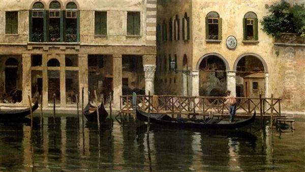 Venezianischer Kanal Oil Painting by Carlo Brancaccio