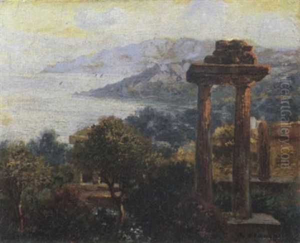 Paesaggio Costiero Con Antichi Ruderi Oil Painting by Carlo Brancaccio