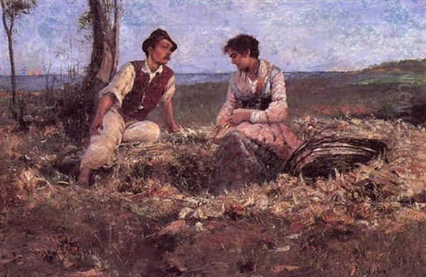 Pareja Al Borde Del Mar Oil Painting by Carlo Brancaccio