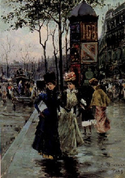 A Parisian Streetscene Oil Painting by Carlo Brancaccio