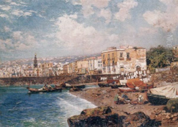 Marinella, Naples Oil Painting by Carlo Brancaccio