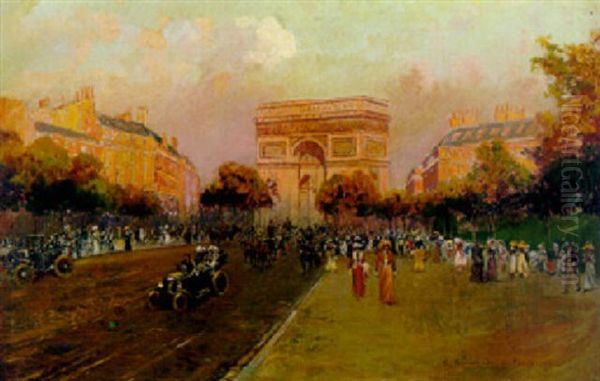 L'arc De Triomphe, Paris Oil Painting by Carlo Brancaccio