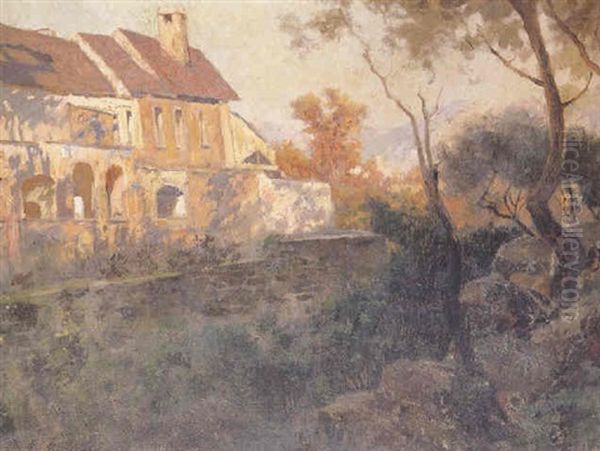 Houses In The Evening Sun Oil Painting by Carlo Brancaccio