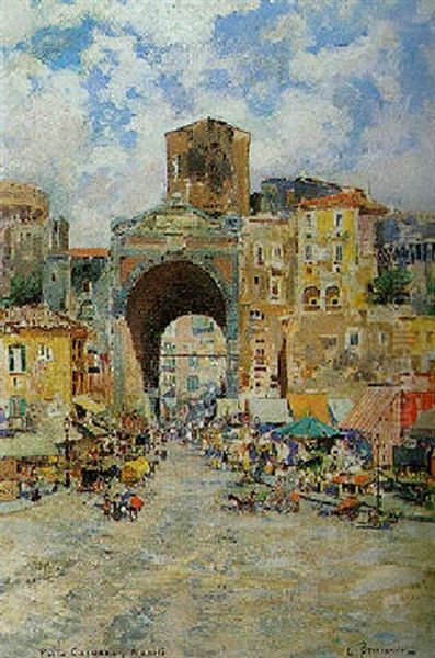 Porta Capuana, Napoli Oil Painting by Carlo Brancaccio